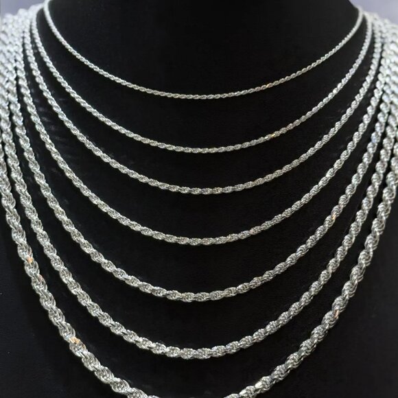 925 Sterling Silver Rope Chain - 1.5mm - 16" - NEW - Picture 12 of 14